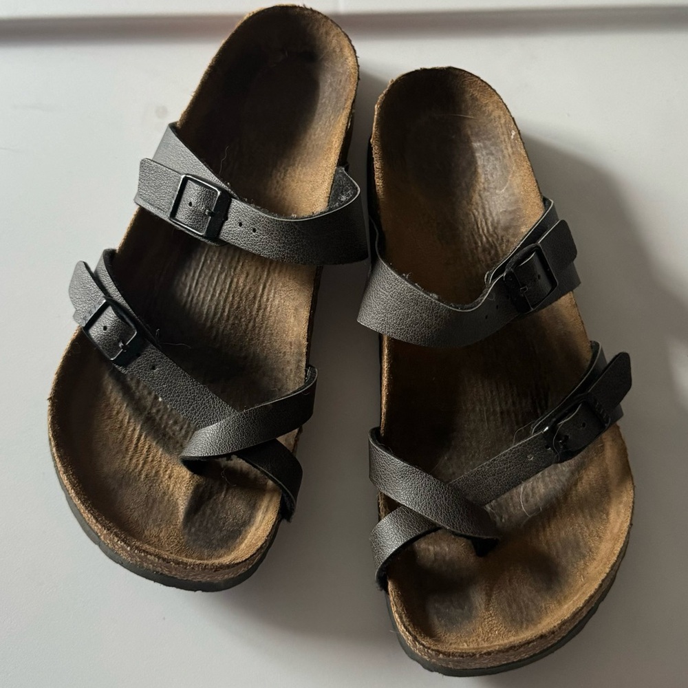 Birkenstock Mayari Birkibuc Black Toe-strap Sandals